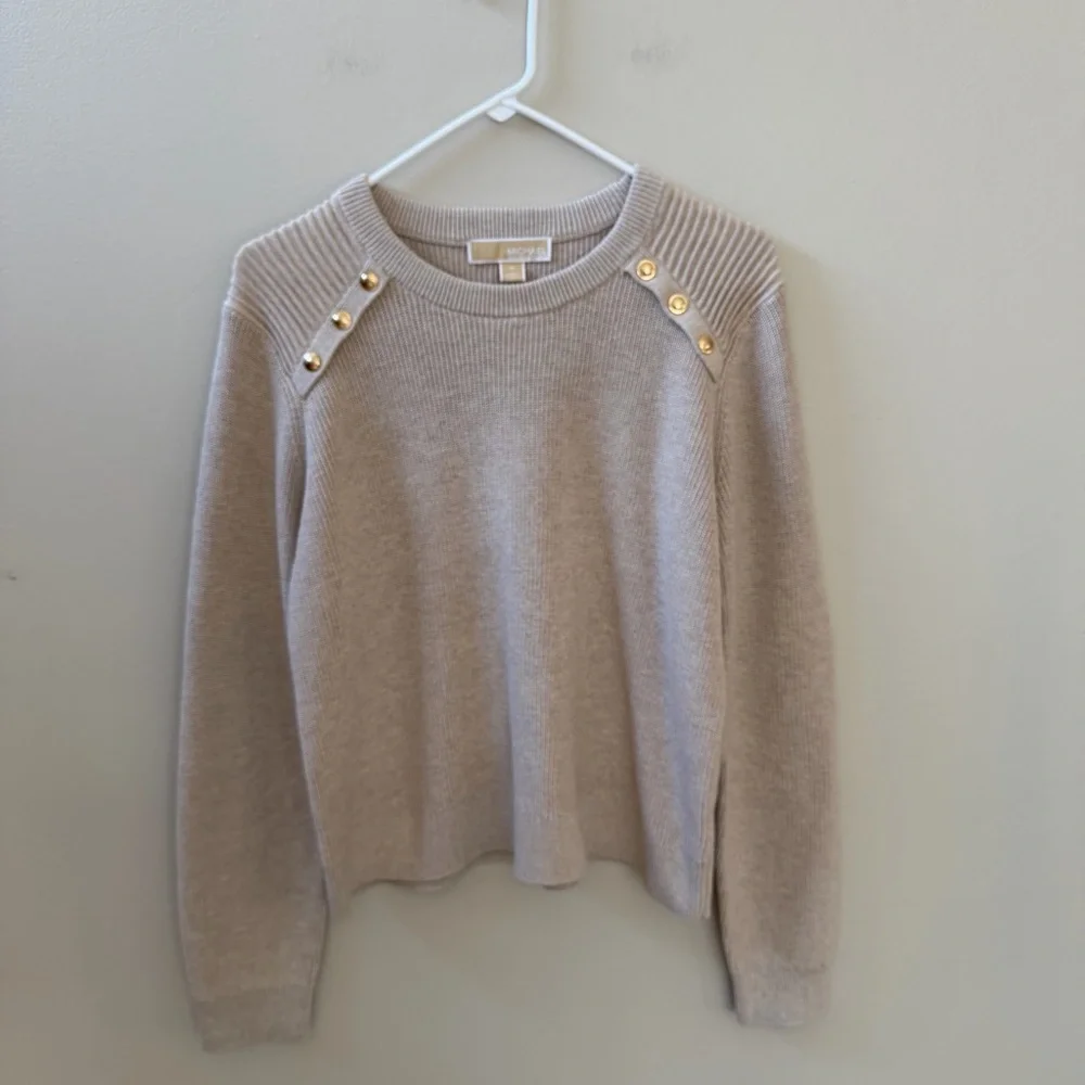 Michael Kors Beige Sweater with Gold Accents, Sz M